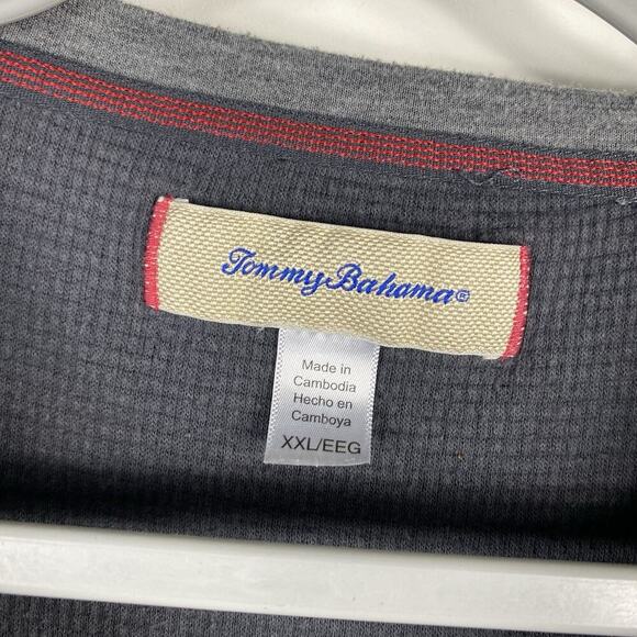 Tommy Bahama Size XXL Waffle Knit Long Sleeve Shirt Gray Cotton Blend - Picture 3 of 5